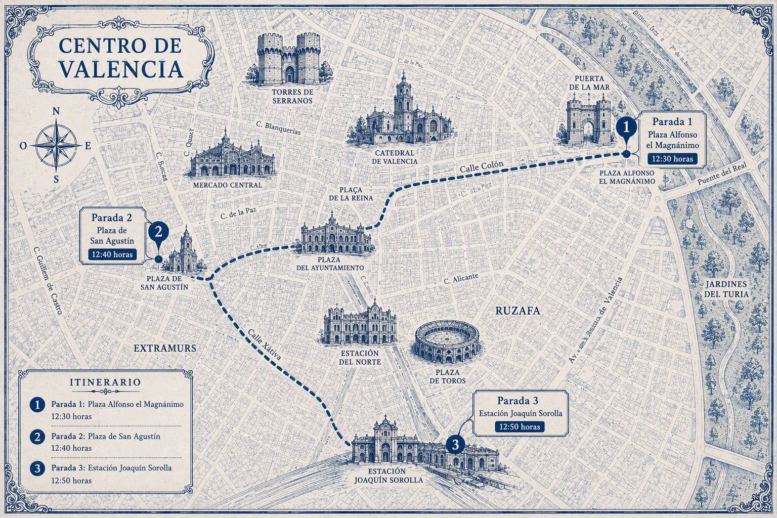 Plano de Autobuses y Paradas en Valencia